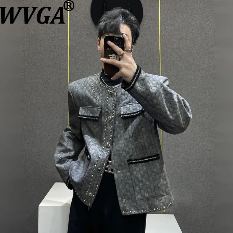 

Мужские куртки WVGA: Новинка осенне-зимнего сезона, модный дизайн с заклепками и клетчатым узором, стильные повседневные куртки с круглым вырезом, нишевая модель, шикарные, высококачественные, с утепленными плечами W19759