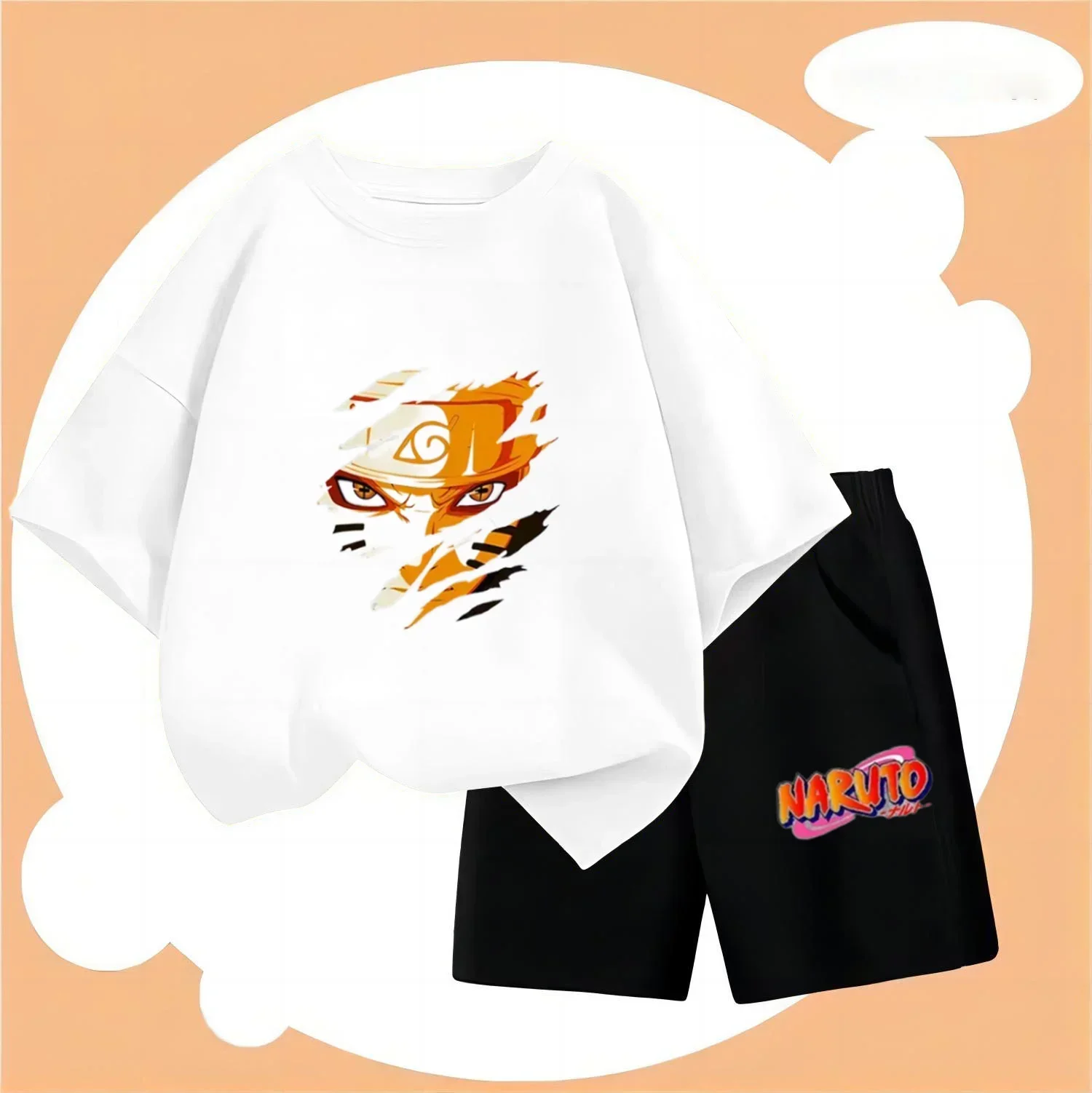 Boys 2024 Children's Clothing Naruto Suit Couple -shir T Shirt Set Girl Clothes 2 to 12 Year Top Summer Mother Kids