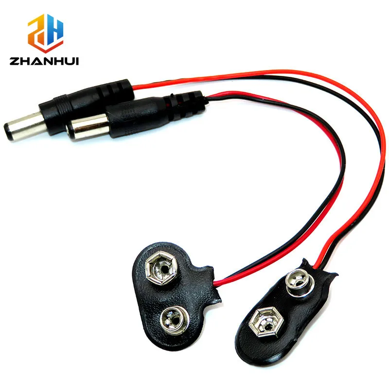 

Кабель питания 9В (5/10 шт.) с разъемом-кнопкой на штекер DC — экспериментальный адаптер для Arduino Uno R3 и электроники DIY