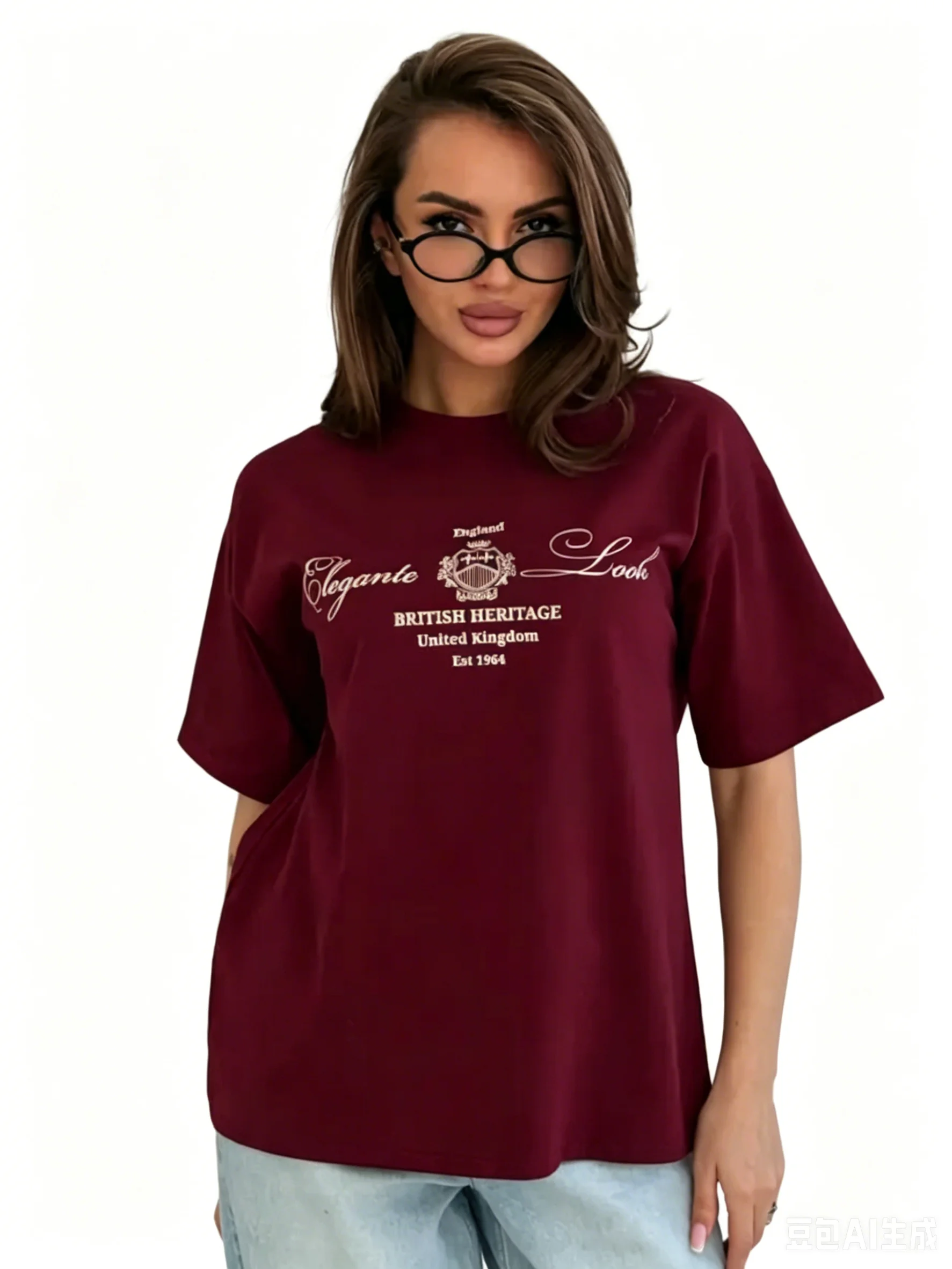 Streetwear High Quality Soft Cotton T-Shirt Vintage British Crest Shield Logo Retro Graphic Top Loose Casual Short Sleeve Tee
