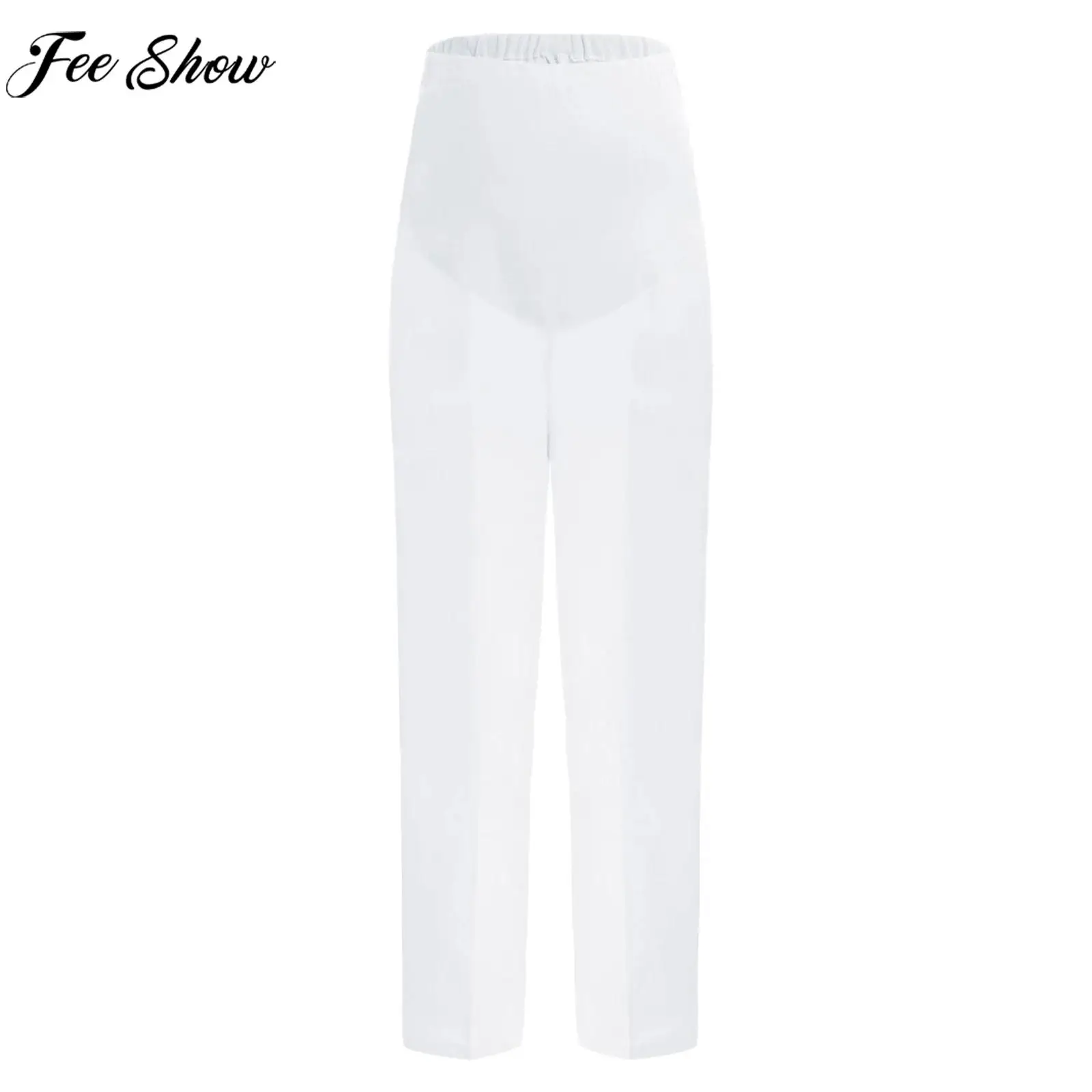 

Maternity Adjustable Elastic Waistband Belly Support Nurse Pants Pregnant Woman Solid Color Casual Trousers Workwear Loungewear