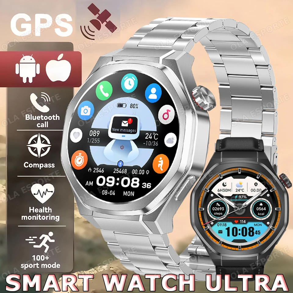 

Новые умные часы 5, ультра глобальная версия, мужские и женские AMOLED-дисплей, пульсометр, HD BT, вызов, GPS, компас, водонепроницаемые спортивные умные часы