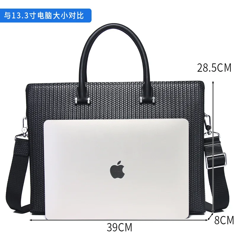 New Cowhide Briefcase Horizontal Style High-end Men's Handbag Fashionable Large Capacity Genuine Messenger Bag Men Laptop