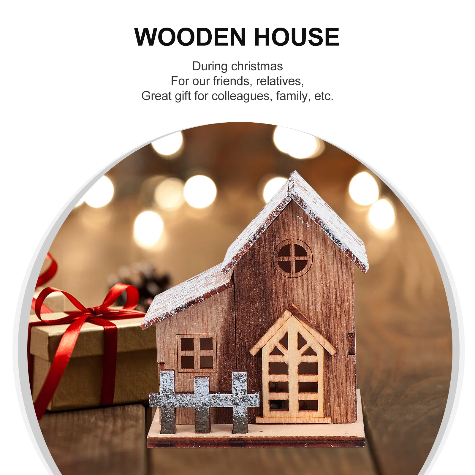 

Wooden Hanging Pendant LED Shape Christmas Ornament Xmas Decoration for Tree Wall Window Fireplace Festive Decor