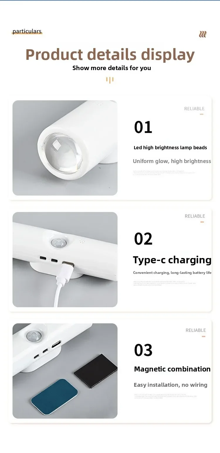 Motion Sensor Night Light 7-Color LED Toilet Night Light Bedroom Living Room Corridor Double-Headed Wireless Wall Lamp Magnetic