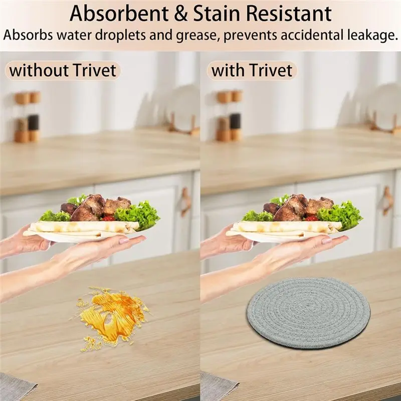 ABNL 4PCS Trivets For Hot Dishes 7 Inch Heat Hot Pads Plate Mats For Kitchen Countertops Table Insulating Mat