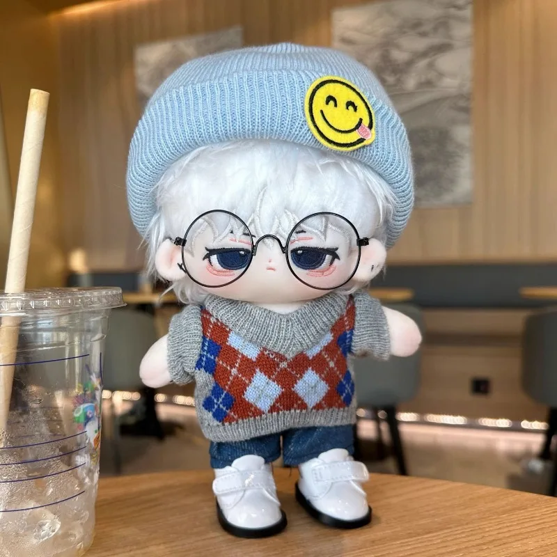 In Stock 15/20cm Plush Doll's Clothes 5PC Black Forest Suit Hat Scarf Sweater Denim Overalls Glasses Dolls Accessories Outfit