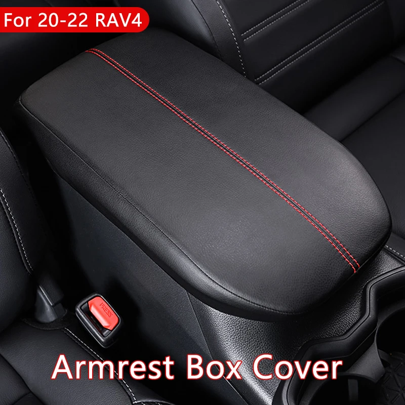 For Toyota RAV4 2020 2021 2022 Car Central Armrest Box Cover Microfiber Leather Black Armrest Box Sleeve Case Interior Accessory