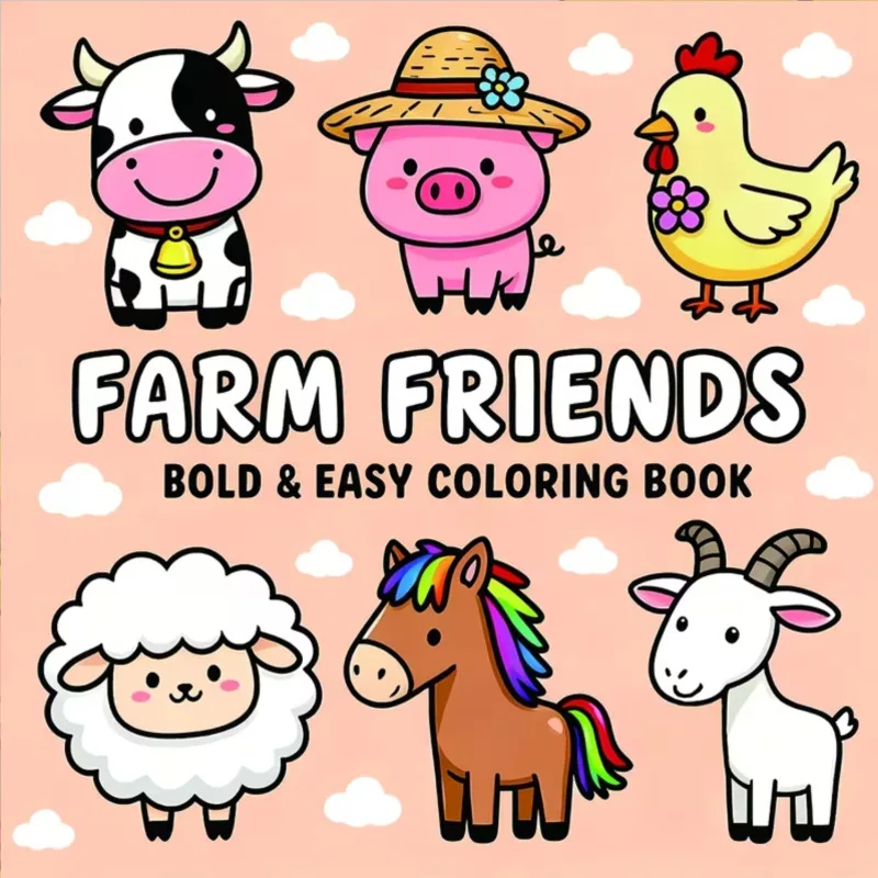 New Popular Farm Friends Coloring Book, Graffiti Drawing Notebook for Kids & Adults