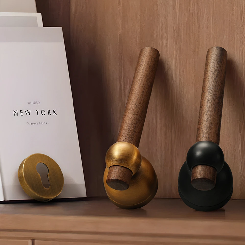 고급 블랙 월넛 도어락 침실 무소음 잠금 세트 실내 도 - Furniture Hardware Handles 리뷰 및 가격