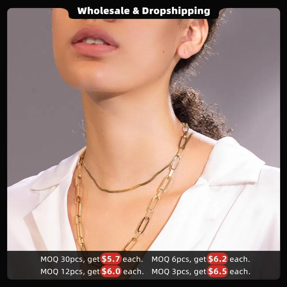 ENFASHION Punk Link Chain Choker Necklace Women Gold Color Stainless Steel Necklaces Femme Fashion Jewelry Friends Gifts P193039