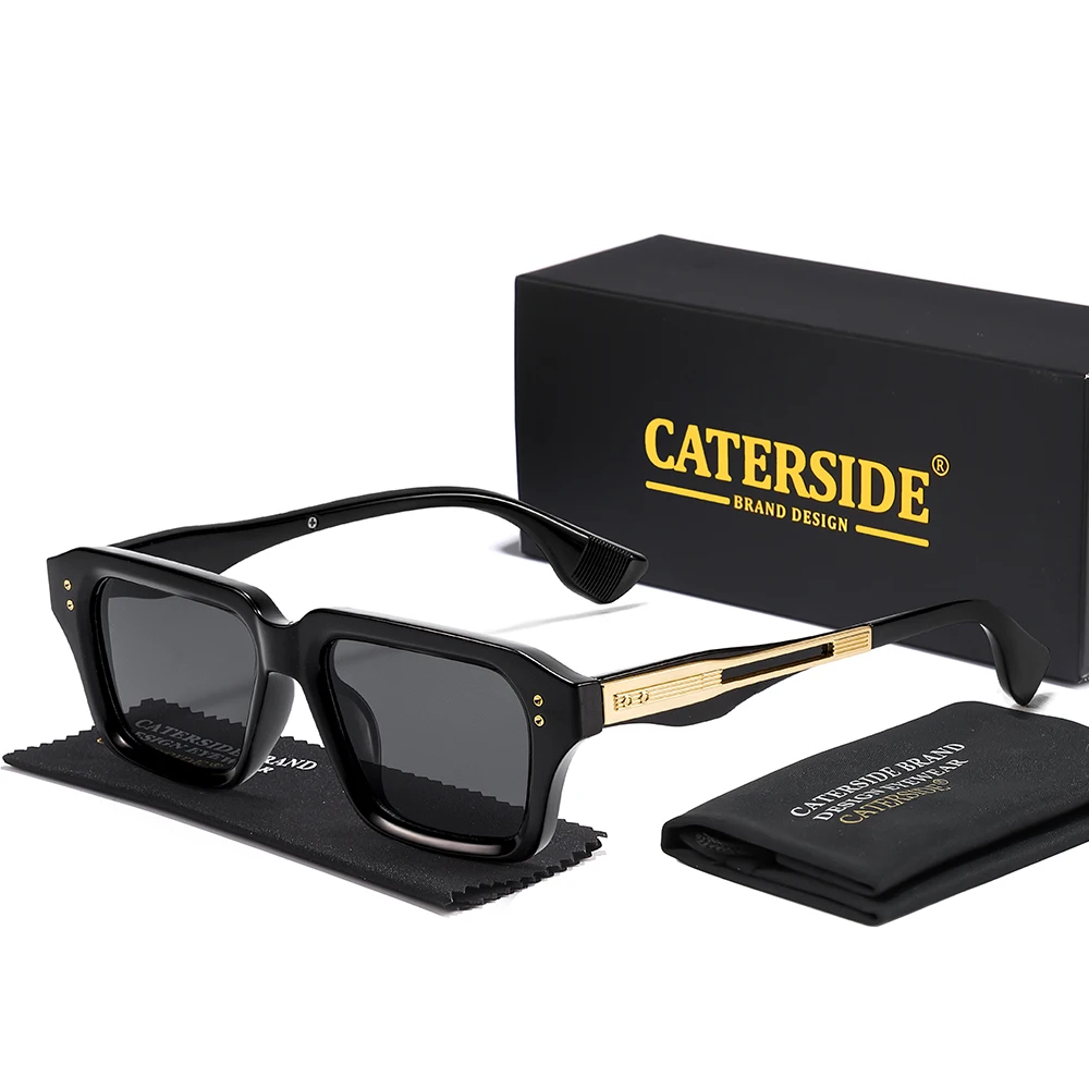 CATERSIDE Retro Quadratische Metall-Sonnenbrille für Männer, Modische Damen-Sonnenbrille, Outdoor-Reise-Fahrbrille, Dekorative Brille, UV400 – Detail 30