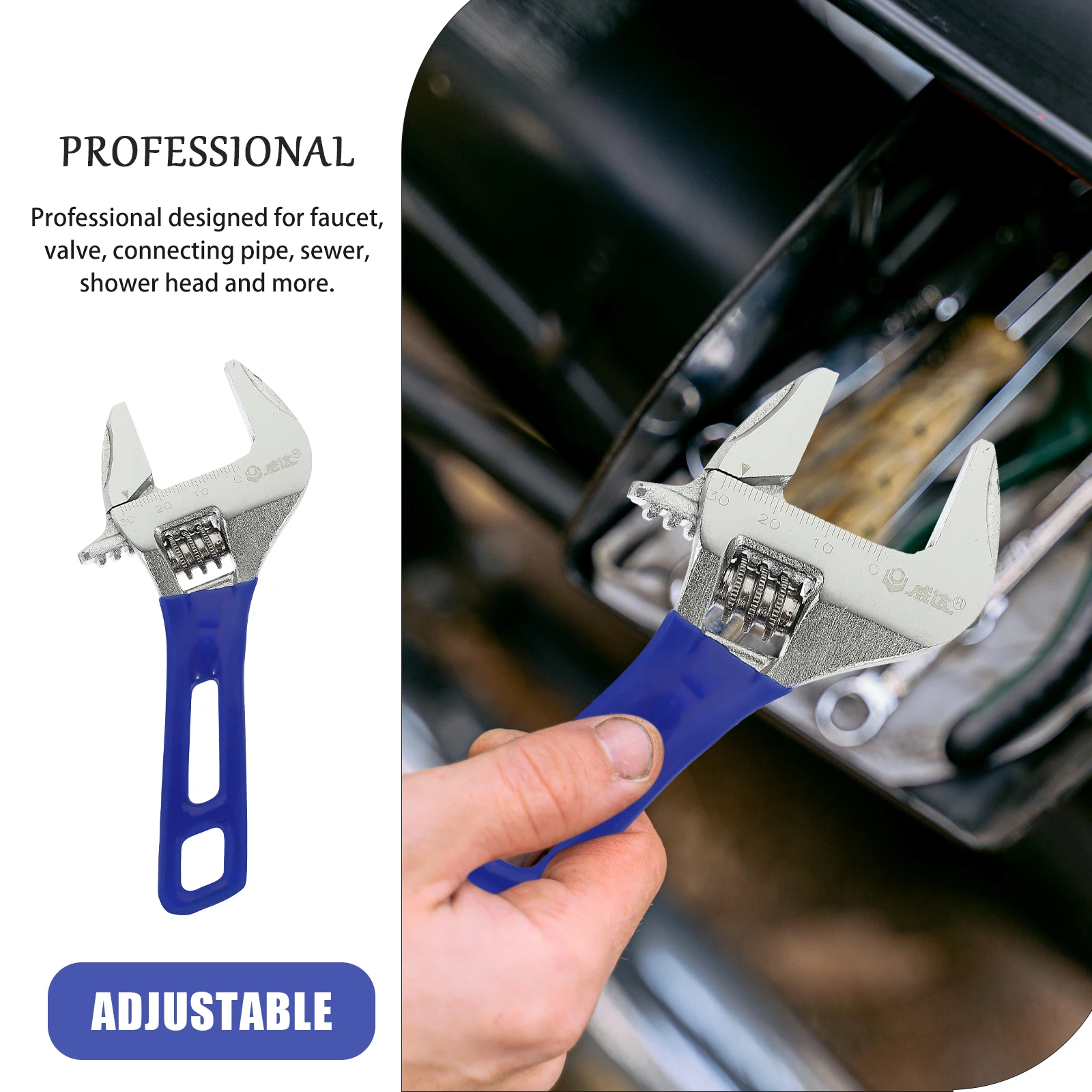 

Multifunctional Adjustable Wrench 31Mm Max Opening Short Handle Heavy Duty For Faucet Valve Shower Repair Tool Monkey Spanner
