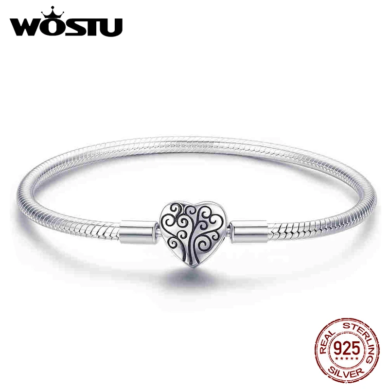 

WOSTU Genuine 925 Sterling Silver Tree of Life Charm Bracelet & Bangle For Women Fit Original Brand DIY Beads Jewelry CQB066