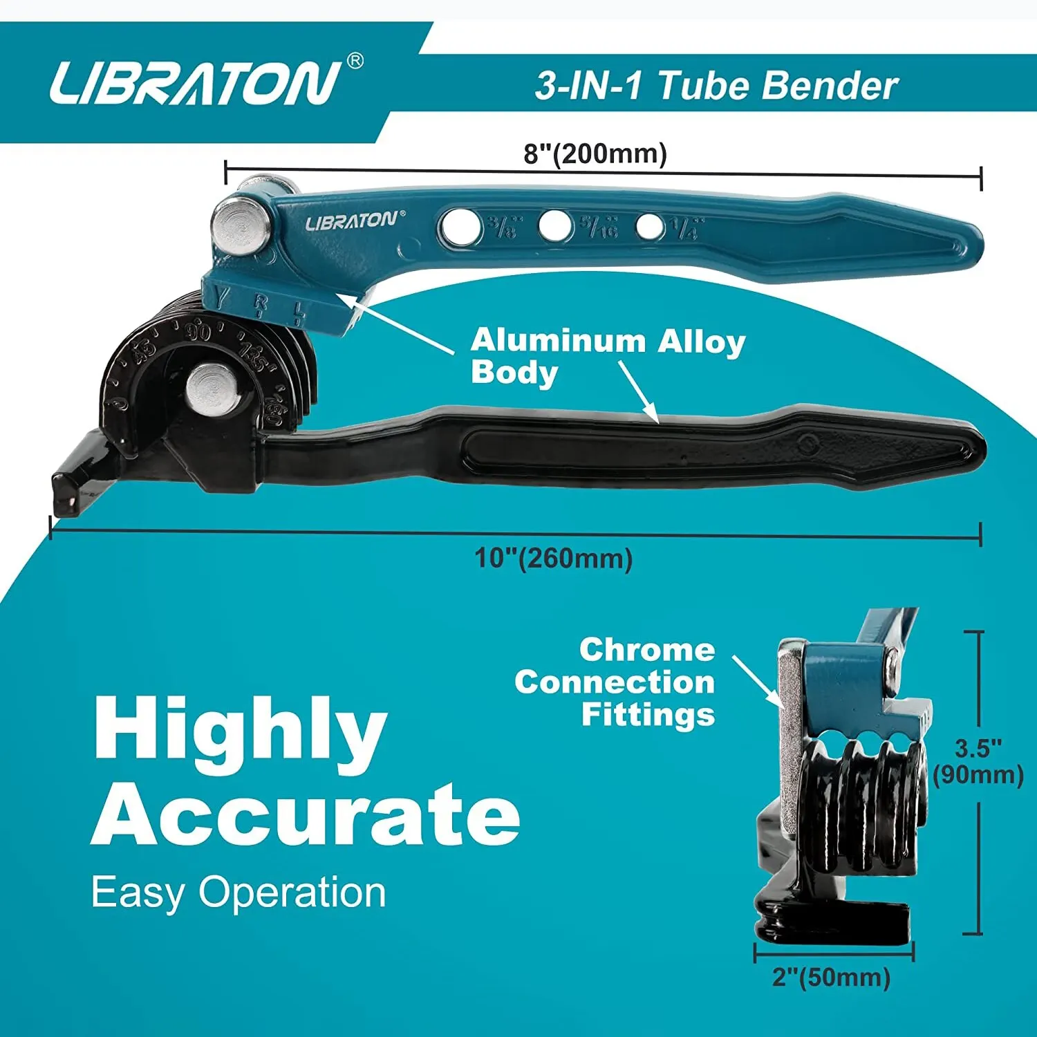 Libraton Copper Tube Bender, Tubing Bender 180°, Tube Bender 1/4\