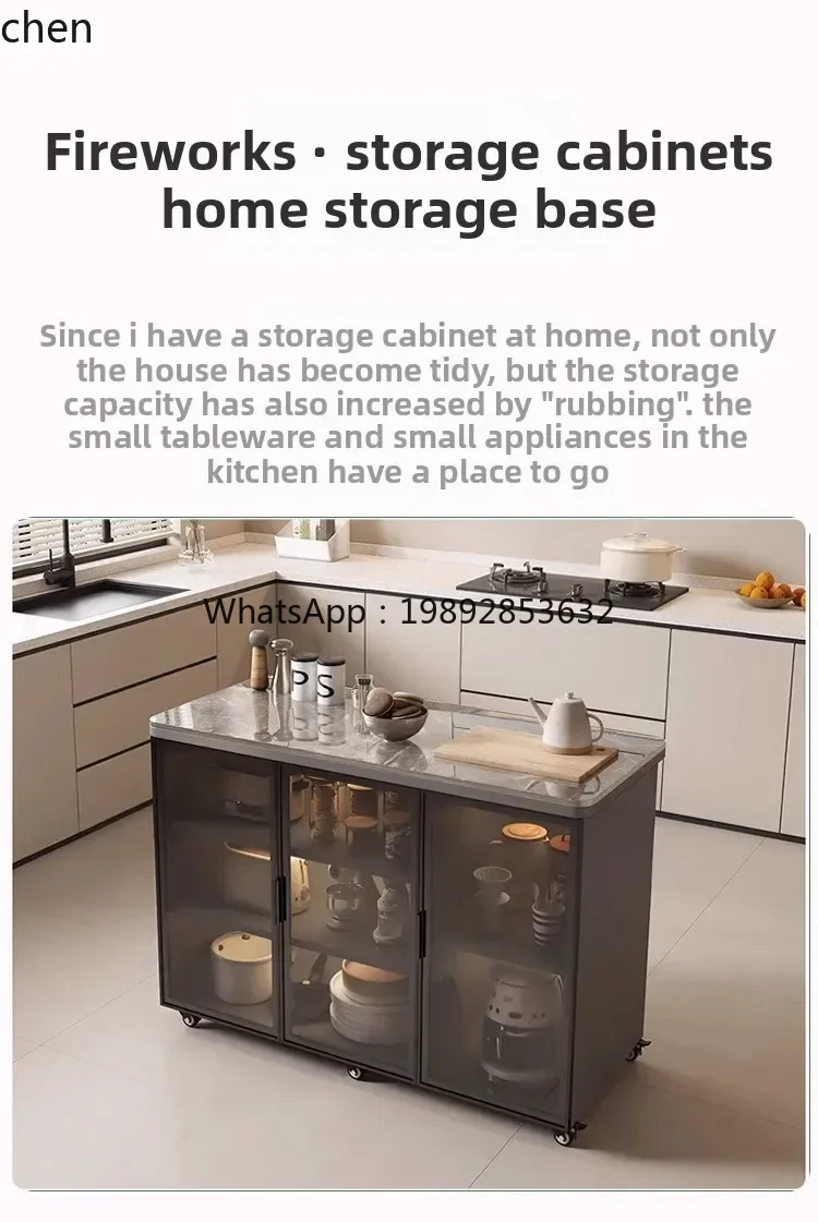 ZZ Rock Board Kitchen Storage Cabinet Household Multi-layer Sideboard Living Room Multi-functional Storage Cabinet