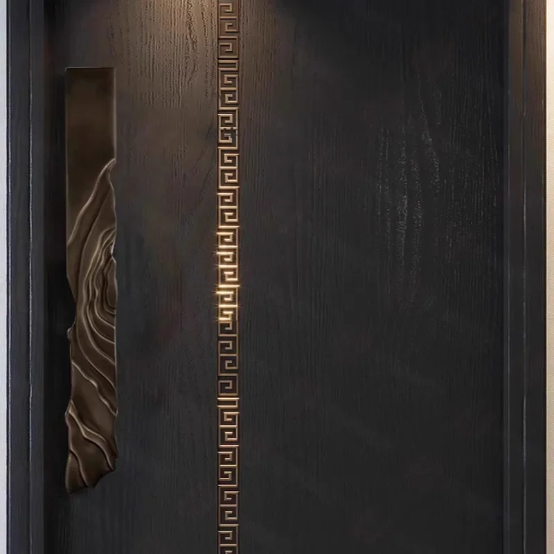 Light luxury hotel shopping mall double open glass door handle antique copper new Chinese river gate handle spot aluminum