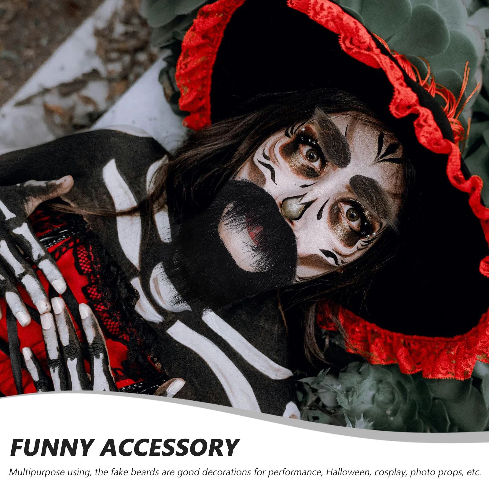 3 uds. De barba falsa de Halloween, autoadhesiva, bigote realista, disfraz de barba, pelo Facial para fiesta, accesorios de Cosplay, disfraz de pelo Facial