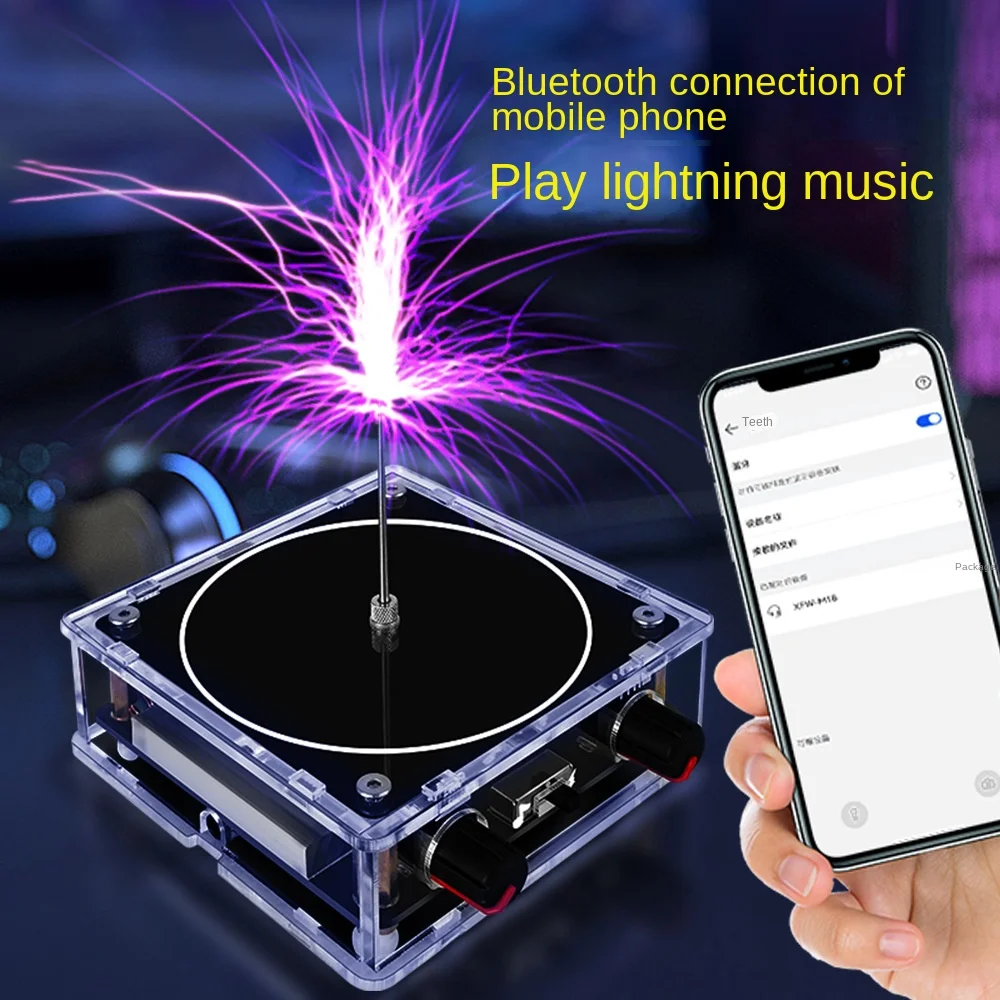 Music Tesla Coil Music Box Artificial Lightning Touchable Audio Input Bluetooth Scientific Experiment