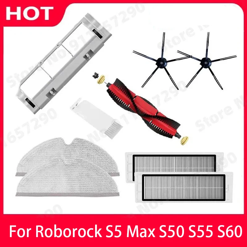 Roborock S5 Max S6 S50 S6 MaxV S4 E4 Detachable Main Brush Silicone Side Brush Filter Parts Accessories