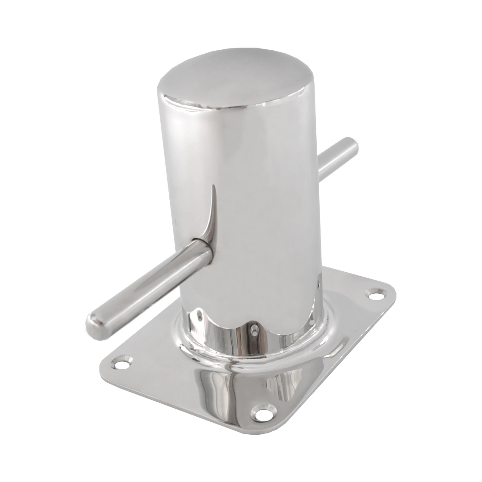 Boat Bollard Stainless Steel 120mm*90mm Single Cross Cleat Mooring Bit with Base Plate Deck Dock Rope Fitting