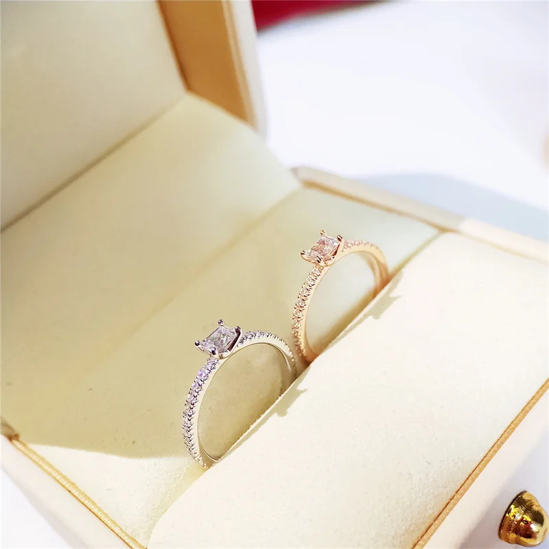 

18K Rose Gold Emerald Sugar Diamond Ring Simple European and American Fashion S925 Silver Index Finger Women's Ring