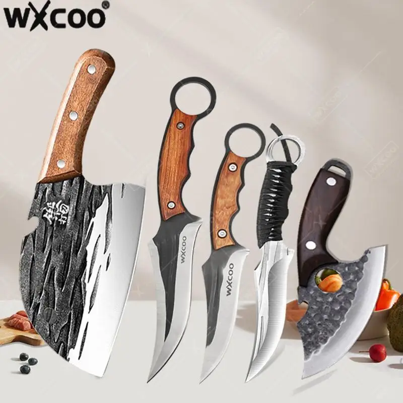 

WXCOO Multifunctional Boning Knife Stainless Steel Kitchen Knife Slicing Meat Cleaver with Sheath Hand forged Butcher Knife