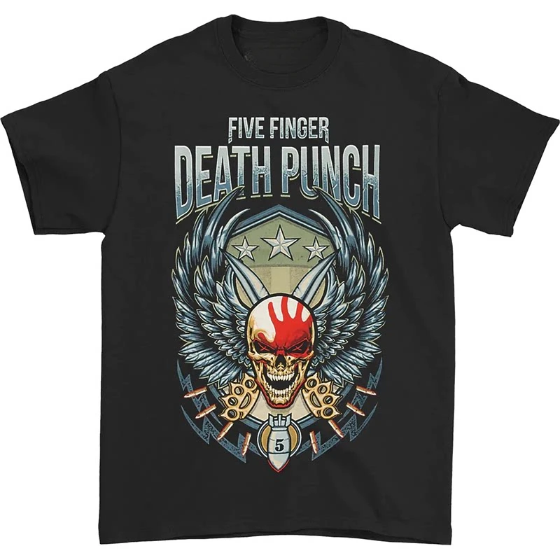 Rare Five Finger Death Punch California Metal Band American Retro Oversized High Street T-shirt