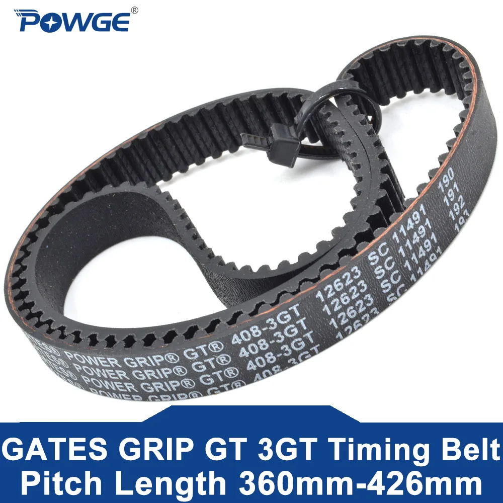 POWGE GATES 3GT Timing belt Lp=360 363 366 369 375 378 381 384 390 393 396 399 402 405 408 414 417 420 423 426 Width 6-20 Rubber