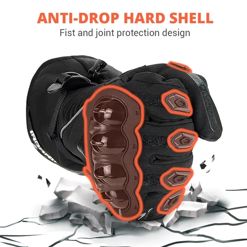 Imagen 2 del producto Guantes de motocicleta de invierno a prueba de viento cálidos guantes protectores de Moto impermeables guantes de montar con pantalla táctil para Moto Motocross