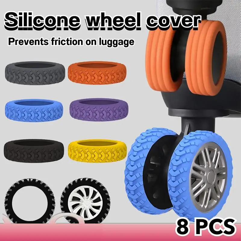 

8-Piece Luggage Wheel Protective Cover Silent Silicone Cover And Universal Noise Reduction Accessories Thicken Texture Silicone