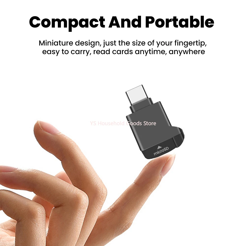 

Type-C 2.0 Mini TF Card Reader External Storage Black Stretch for Memory Stick USB C 2.0 For Iphone 17 16 Mini TF Card Reader
