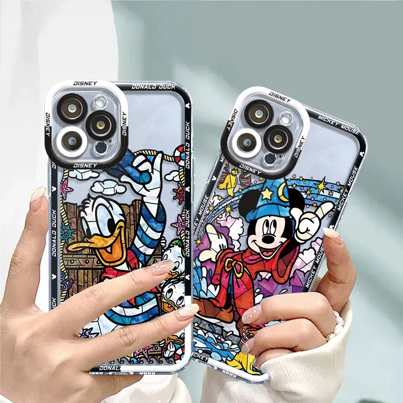 Clear Phone Case for iPhone 15 11 14 Pro Max 13 12 MINI XR X XS 8 7 6 6S Plus Funda Disney Mickey Minnie Mouse