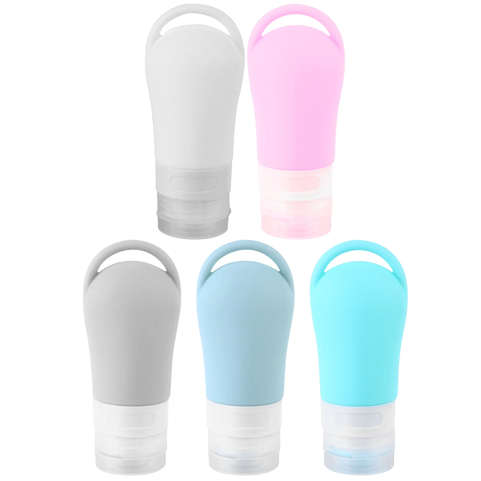 5 Stück nachfüllbare Kosmetikflaschen, 60 ml, auslaufsichere Reisebehälter für Shampoo, Lotion, Sonnenschutz, Reiseflasche