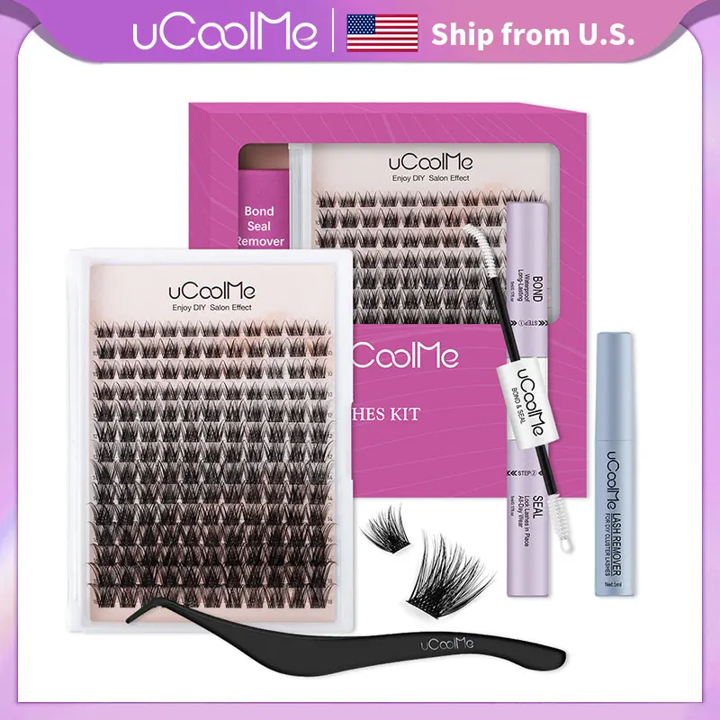 

uCoolMe Lashes Secret D Curl 154 Pcs 8-18mm Mixed Individual Lash Clusters Beginner Friendly Home DIY False Eyelashes Extension