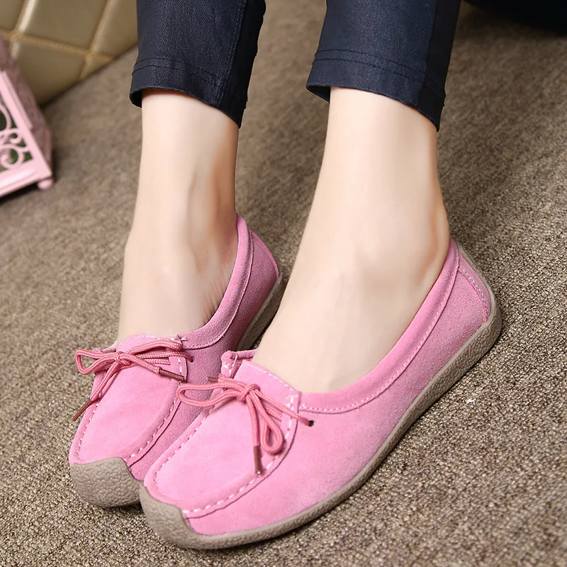 Suede Leather Flat Shoes for Women Casual Comfortable Slip On Light Walking Shoes New 2023 Autumn Flats Women Loafers WSH4652