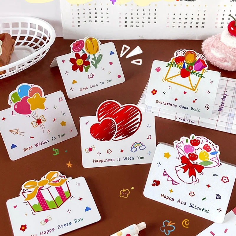 

10pcs Simple and Simple Picture Greeting Card Qixi Valentine's Day Flower Shop Birthday Thank you Card Blessing Card