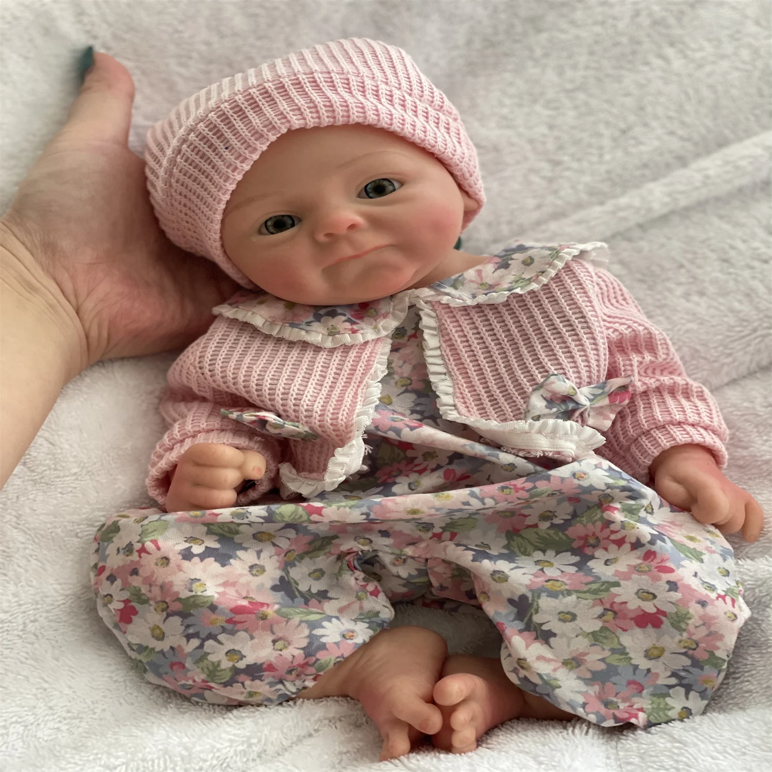 13Inch Adorable Coco Full Body Solid Silicone Reborn Girl Doll Waterproof Lifelike Realistic Baby Reborn Doll Toy