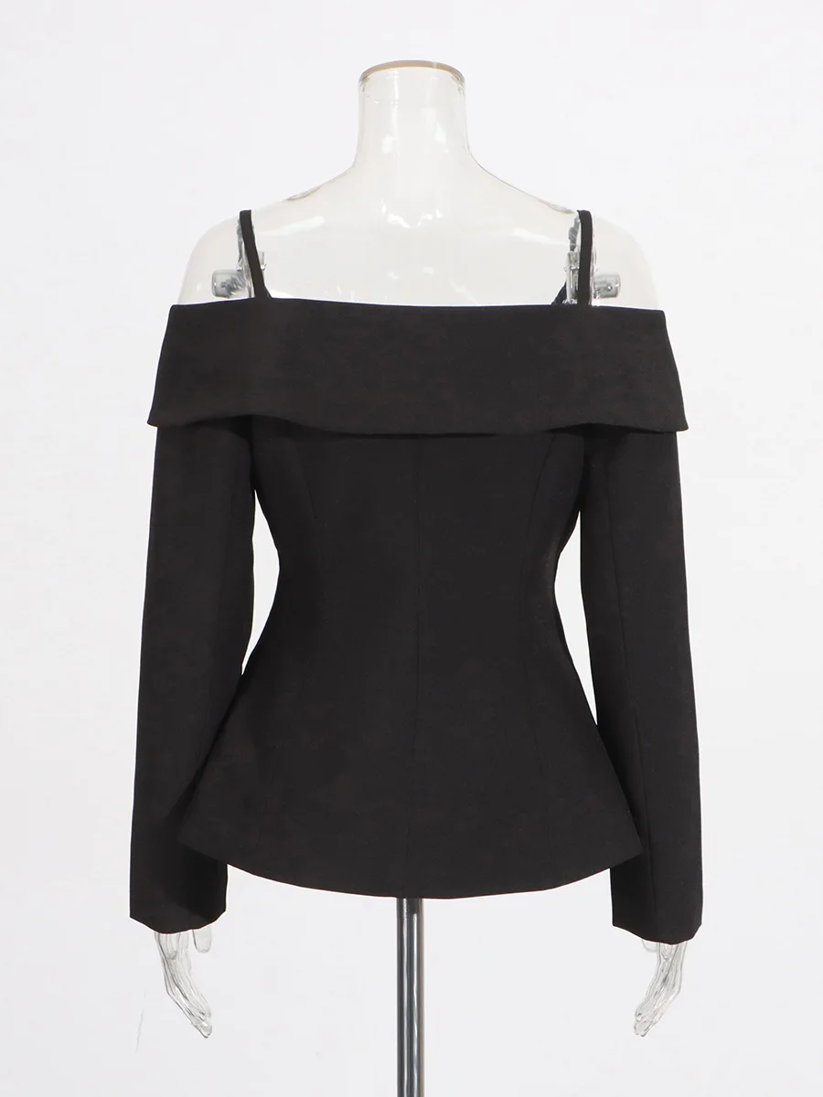 Tannt Women Blazer 2025 ฤดูใบไม้ผลิแขนยาวปิดไหล่สุภาพสตรีสีดํา Blazer Coat แฟชั่นทั้งหมดผู้หญิง Slim เสื้อสูท