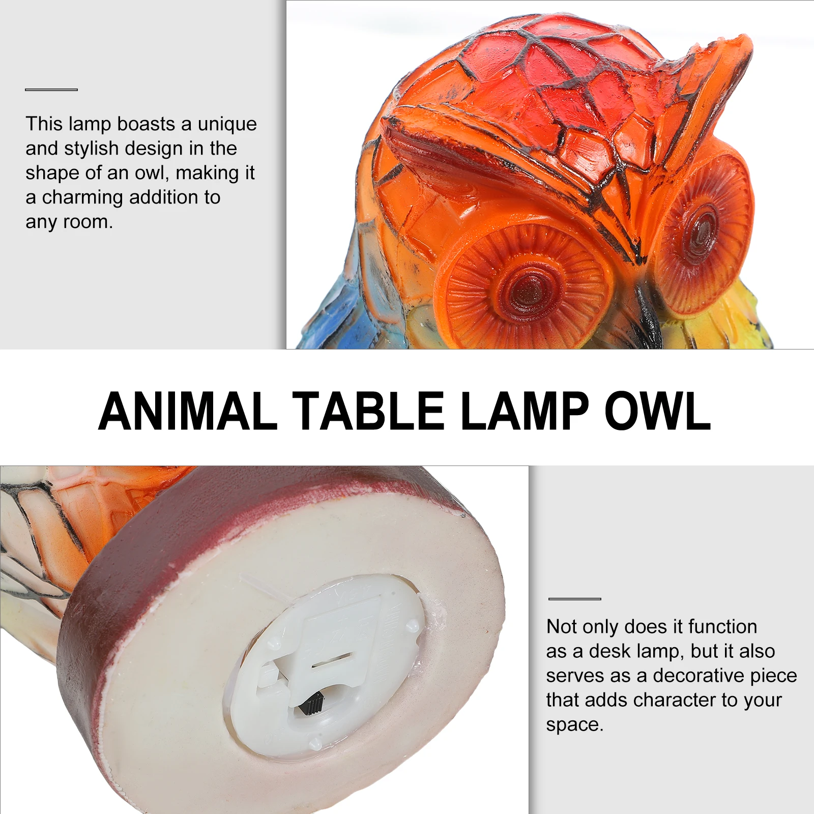 

Owl Table Lamp Resin Animal Desk Light LED Bedside Unique Lamps for Bedroom Aesthetic Modern Nightstand Warm Lighting