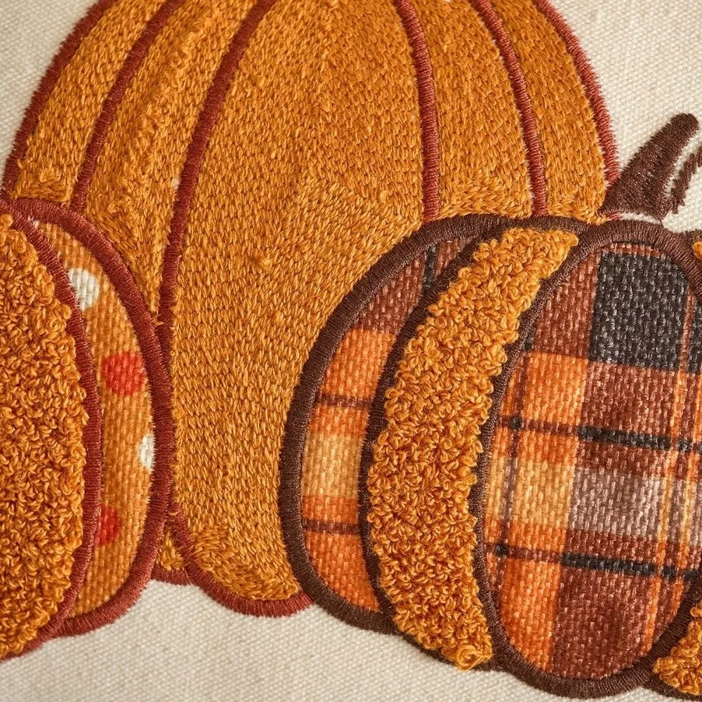 New Pumpkin Tufted Throw Pillow Cover Rustic Style Maple Leaves Cushion Cover Square Soft Autumn Pillowcase Fall Decor
