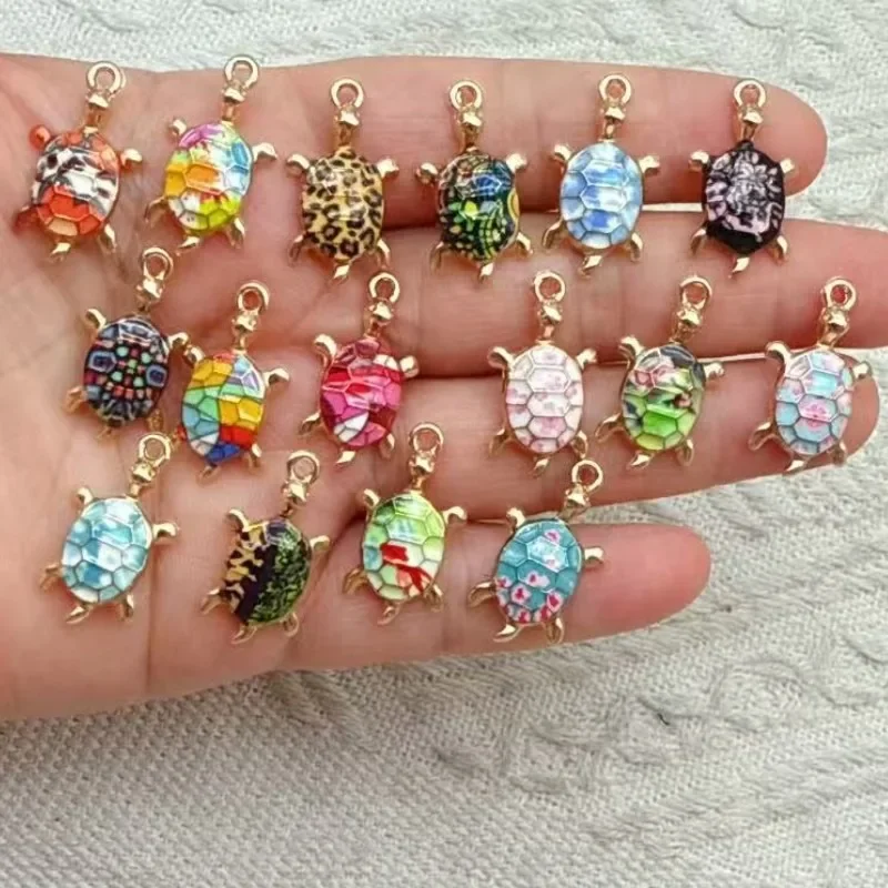 10Pcs Dripping Oil Colorful Turtle Alloy Pendants Cute Animal Charms DIY Bracelet Earring Jewelry Supplies