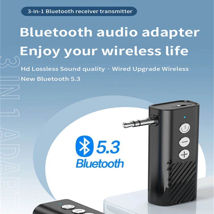 Bluetooth 5.3 Aux Adapter Wireless Car Bluetooth Receiver Transmitter 3.5mm Jack Audio Music Handsfree Adapter for TV Speaker