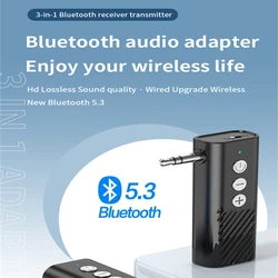 Bluetooth 5.3 Aux Adapter Wireless Car Bluetooth Receiver Transmitter 3.5mm Jack Audio Music Handsfree Adapter for TV Speaker