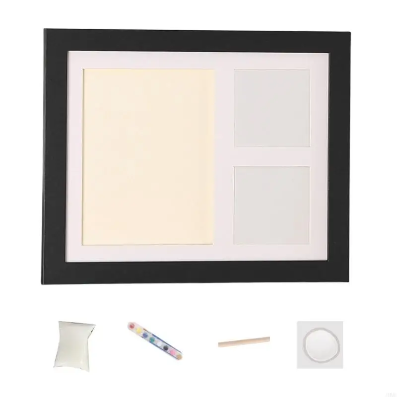 Pet Remembrances Display Frame Set with Paws Print Clay Area and Two Photo Openings for Dog and Cats Owners Home J0MC