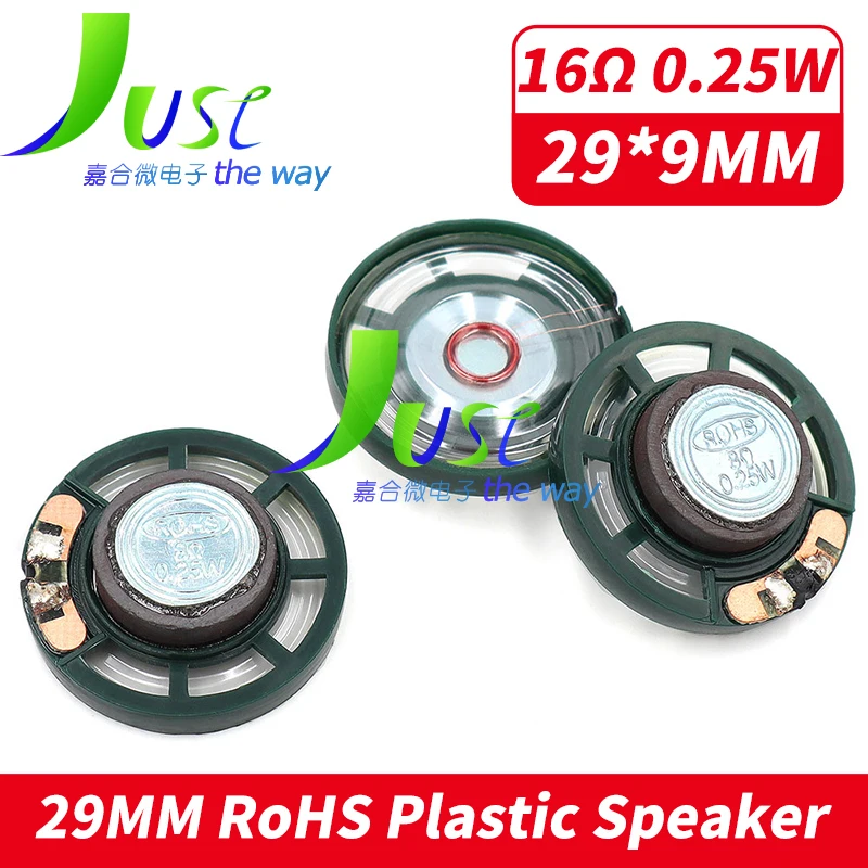 10Pcs 29MM 16Ohm 0.25W RoHS Plastic Shell External Magnetic Speaker 29*9MM 16 Ohm 0.25 Watt Loudspeaker For Touch Toy Car