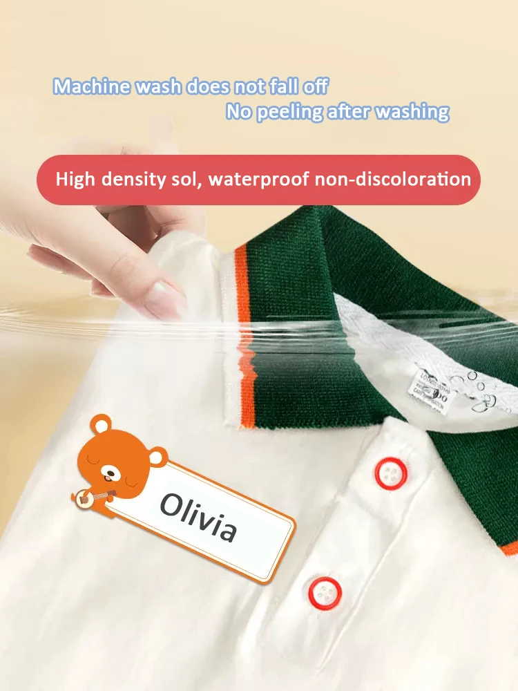 Customized Ironing Seam-free Clothes Name Stickers Waterproof Label School Uniforms Embroider Sewable Cloth Tag Sticker For Kids