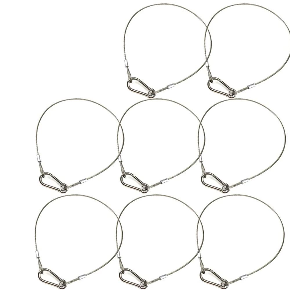 

8pcs/lot Stage Light Stainless Steel Safety Rope Cable Security Wire for Heavy Duty Lamp Light, Max 110 Pound, Safety Cables