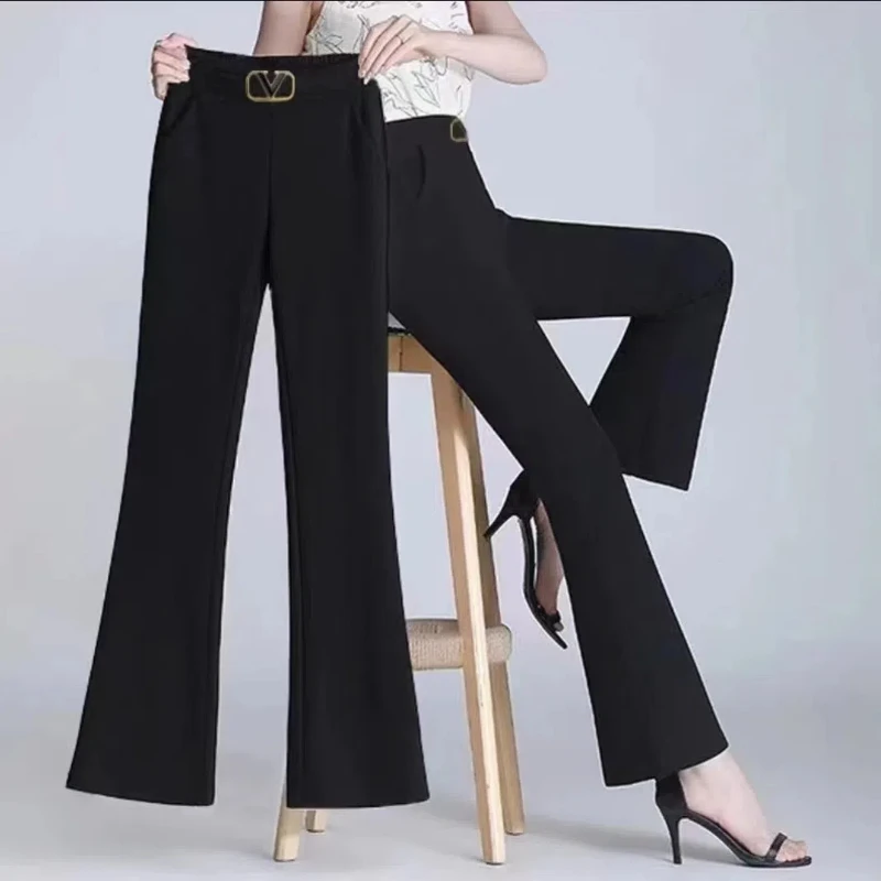 Pantalon Vintage à Taille Haute avec Poches artificiel astiques et Rivets pour Femme, Vêtement de Printemps et d'Automne à la Mode