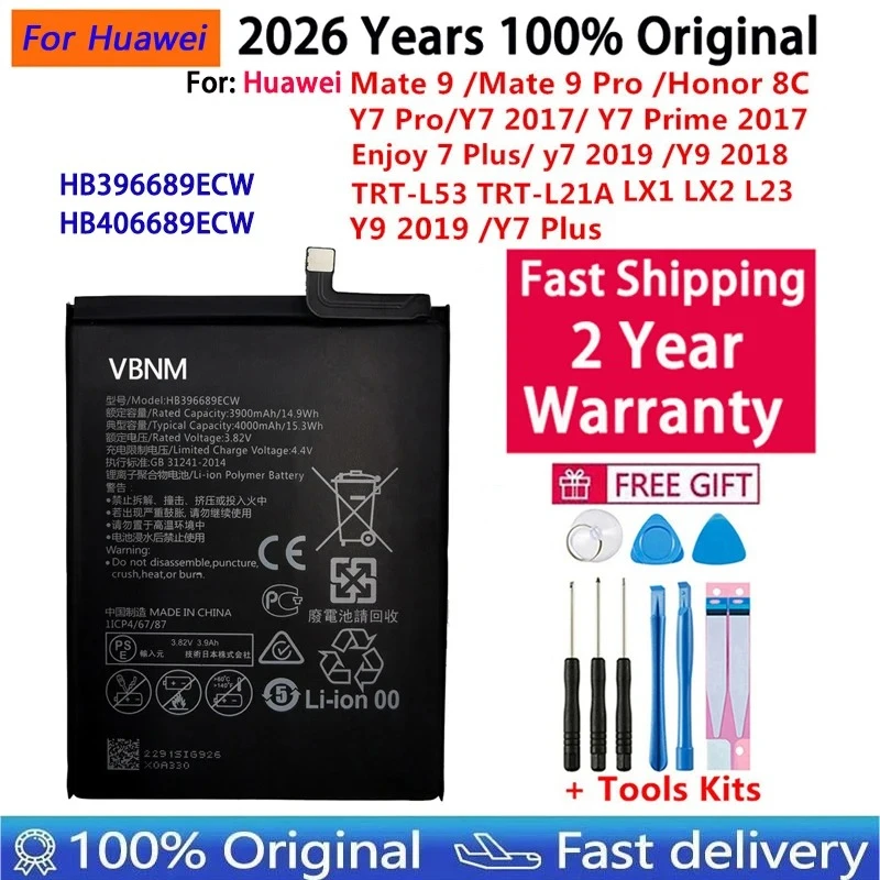 HB406689ECW Battery For Huawei Mate 9 Pro Porsche Design Y7 Pro Prime Y8S Y9 Prime Holly 4 Plus Enjoy 7 8 9 Plus Phone Battery